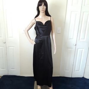 Forever 21 Black Satin Maxi Cowl Neck Dress